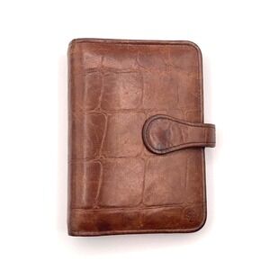 Vintage Mulberry Congo Croc Leather Filofax Style Agenda 6 Ring Rich Brown